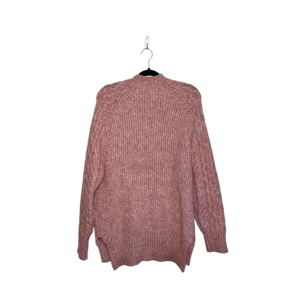 a new day Pink Cable Knit Mock Neck Oversized Tunic Sweater Small Women’s - Picture 6 of 11